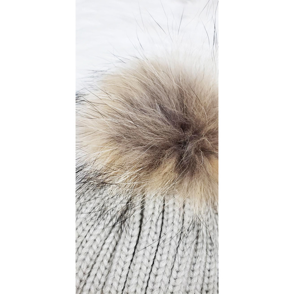 Raccoon Fur Sweater Pom Pom Hat NEW main image 5